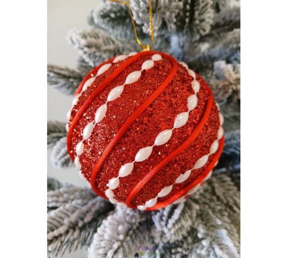 Новорічні кулі червоні Ø100мм, ціна за набір 2 шт (SH200)